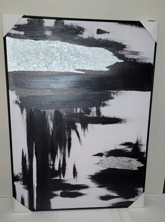 Quadro abstrato fundo branco com detalhes preto