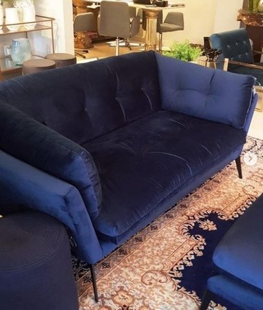 Sofa veludo azul dois lugares
