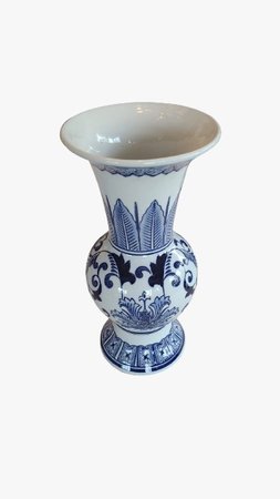 Vaso branco com detalhes azuis acenturado G