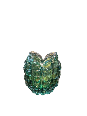 Vaso de murano na cor verde esmeralda detalhes laterais