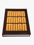 Caixa livro marrom em letra amarela - MILAN