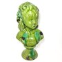 Miniatura Busto Menina Grande em Cerâmica na Cor Verde